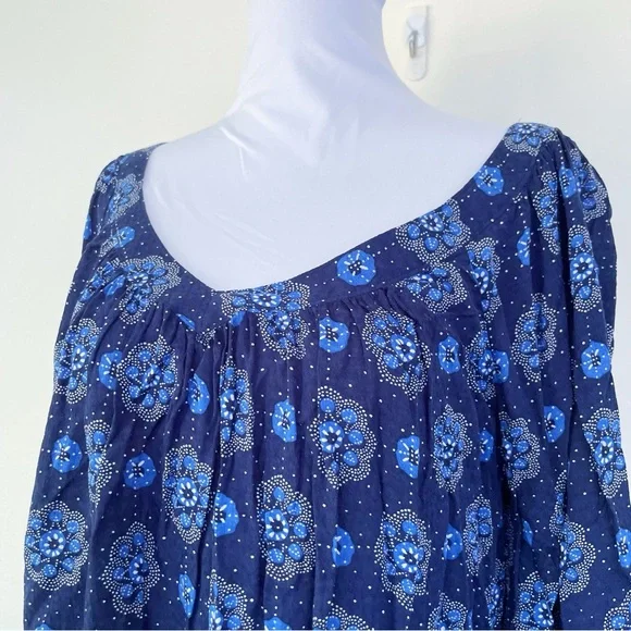 Anthropologie MAEVE Boswell Blue Peasant Longsleeve Blouse US size 6 M Medium - Picture 4 of 11